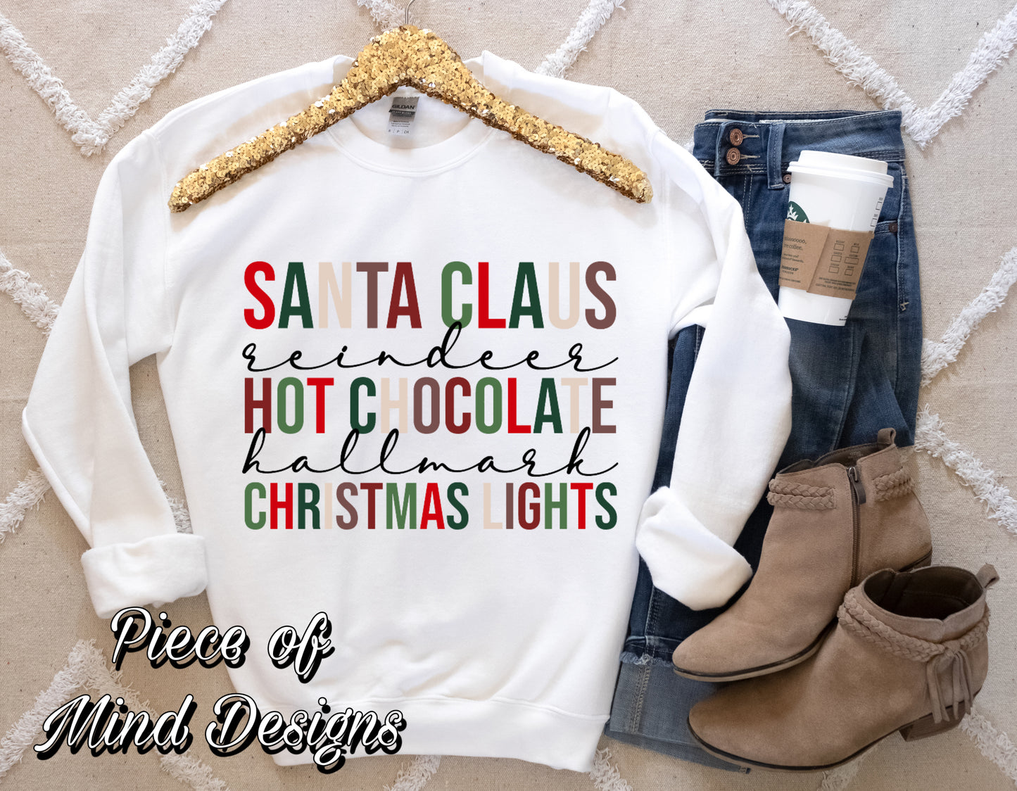 Santa Claus, Hot Chocolate & Christmas Lights Sweatshirt