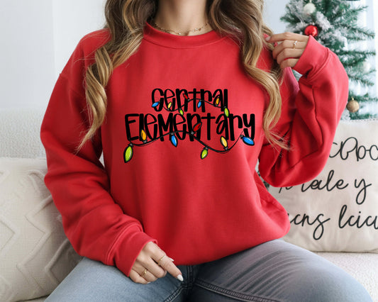 Central Elementary Christmas Lights- Red Sweatshirt