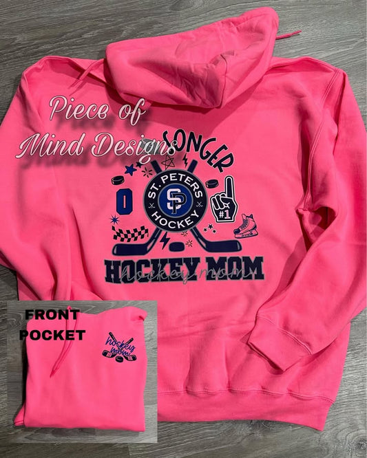 Saint Peters Hockey Mom; Neon Pink Collab Hoodie
