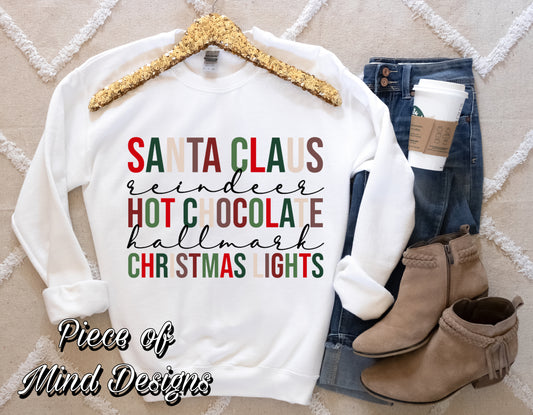 Santa Claus, Hot Chocolate & Christmas Lights Sweatshirt